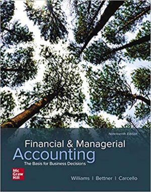 Financial and Managerial Accounting 19th 19E Mark Bettner
